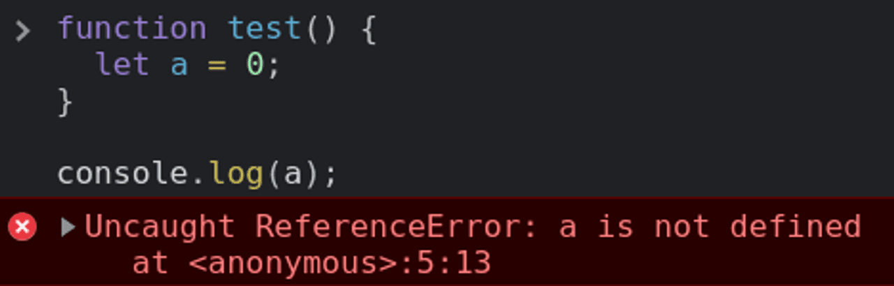 Пример TypeError: ReferenceError: “x” is not defined
