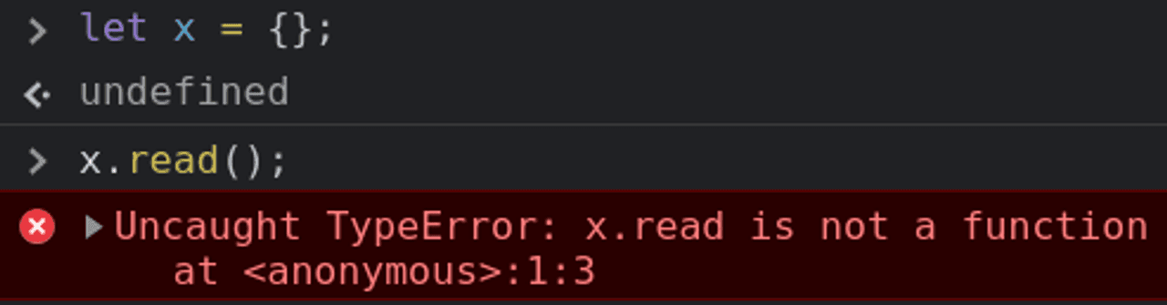Example of TypeError: “x” is not a function